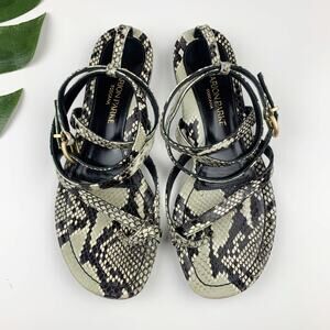 Marion Parke Harvey Python Print Leather Sandals Strappy Flats Women's 38 US 8